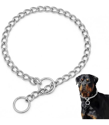 Mogoko Stainless Steel Dog Choke Chain Collar, Puppy Metal Snake Chain Pet Show Slip Collar Choker For Training Walking (Gold;16.0"* 3.0mm