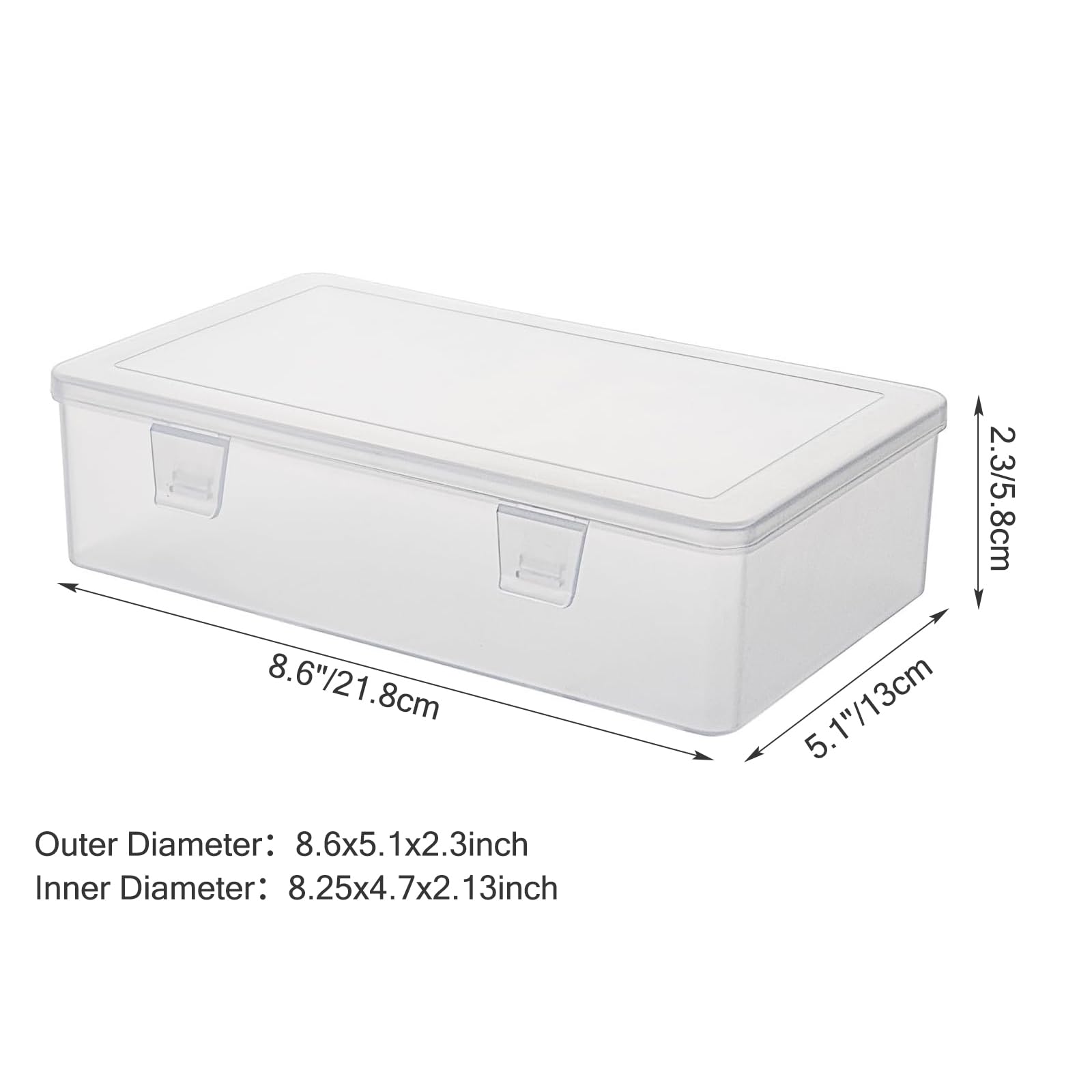 Ganydet 4 Pack Small Plastic Containers, Rectangular Pencil Crayon Box Storage Containers with Lid, Clear Storage Containers Craft Box for Washi Tape Crayon Bead Ribbons, 8.6