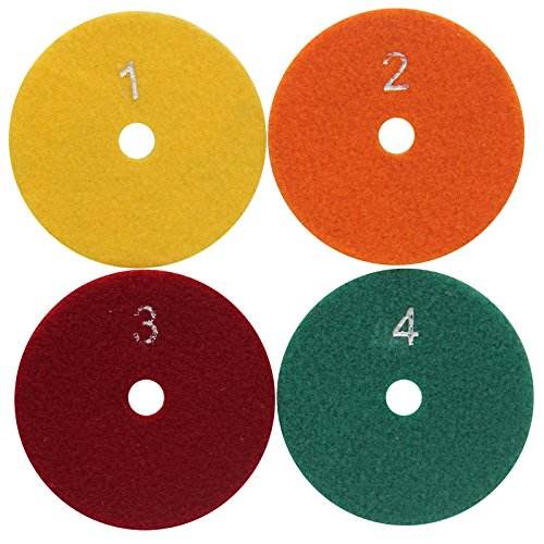 Easy Light 4 Inch 4-Step Diamond Wet Polishing Pads Abrasive Tool for Granite Marble 4 Pcs