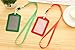 Jiff choice， 7pcs Vertical Style Assorted Color Faux Leather Business Id Credit Card Badge Holder Clear Pouch Case with Long Neck Strap Band Lanyard (31 Inch Full Round Length)