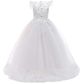 Flower Girls Maxi Dress Bridesmaid Wedding Pageant Party Princess Communion Floral Boho Vintage Lace Dance Gown