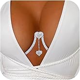 Rhinestone Chest Bracket Sexy Bra Chain Body Jewelry Bikini Silver Crystal Body Chain Rhinestone Bra Underwear Chain Jewelry for Women (Double Heart Pendant)