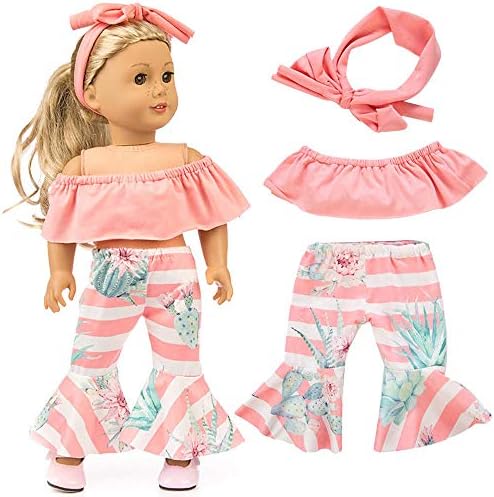 TureLaugh Cute Doll Clothes+Pants+Hair Band Suit for All 18 Inch Doll Accessory Toy