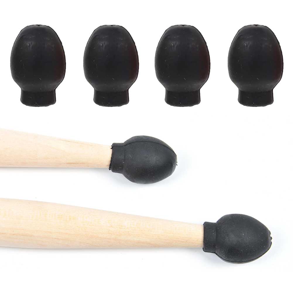 2 Pairs Rubber Drumstick Caps Black Drum Stick Tip