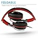 ECOOPRO® Lightweight Portable Adjustable Over Ear Stereo Earphone Headphones Headset for PC MP3 MP4 Tablet Most Smart Phone (Black/Red)