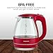 Ovente 1.5L BPA-Free Glass Electric Kettle, Fast Heating with Auto Shut-Off and Boil-Dry Protection, Cordless, LED Light Indicator (Maroon)