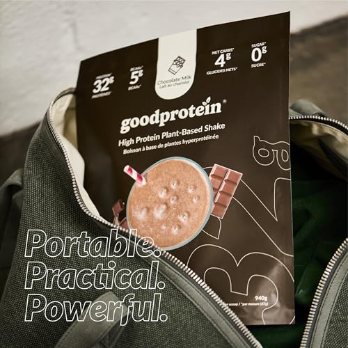 Good Protein – 32g Protein, Vegan High Protein Powder, 100% Natural, Non-GMO, Dairy-free, Gluten & Soy Free and No Added Sugar. Plant-Based Protein Shake (Chocolate Milk, 470 g)