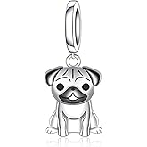 Pug Charms for Jewelry Making - 925 Sterling Silver Cute Bulldog Dog Bead Charm for Women Men Pug Lovers
