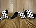 Black Grosgrain Ribbon White Checkered Printed, 7/8 Inch 10Yards