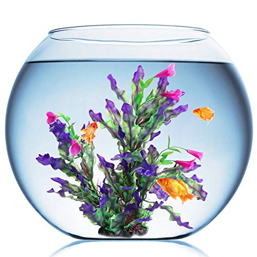 Tacobear Artificial Aquarium Plants Decor Plastic Fish Tank Plants Decorations Ornament Large Aquatic Plant for Aquarium(Purple)