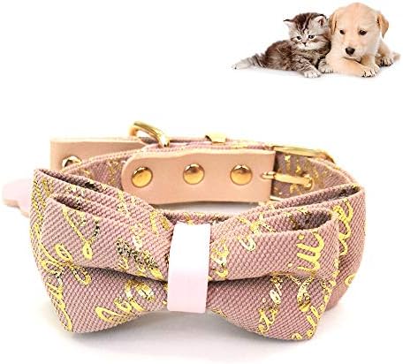 大特価セール の猫犬用首輪 可愛い蝶結びの犬猫兼用 首輪 5穴 調節 ペット首輪 ピンク 首周り24 34cm 超美品の