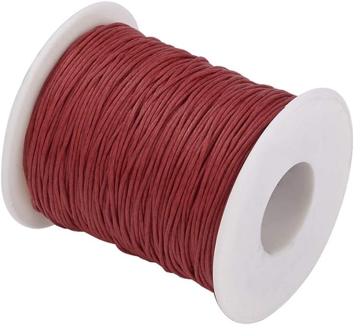 Beadthoven 1 Roll 1mm Waxed Cotton Thread Beading Cord for Jewelry Making Leather Sewing Crafting Macrame Supplies 100 Yards per Roll Spool (Red)