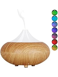 ZENQAI Mini Diffuser Yellow Wood Grain Cool Mist Auto Off Humidifier for Office Home Room Study Yoga Spa 7 Color Light , 140 Milliliters