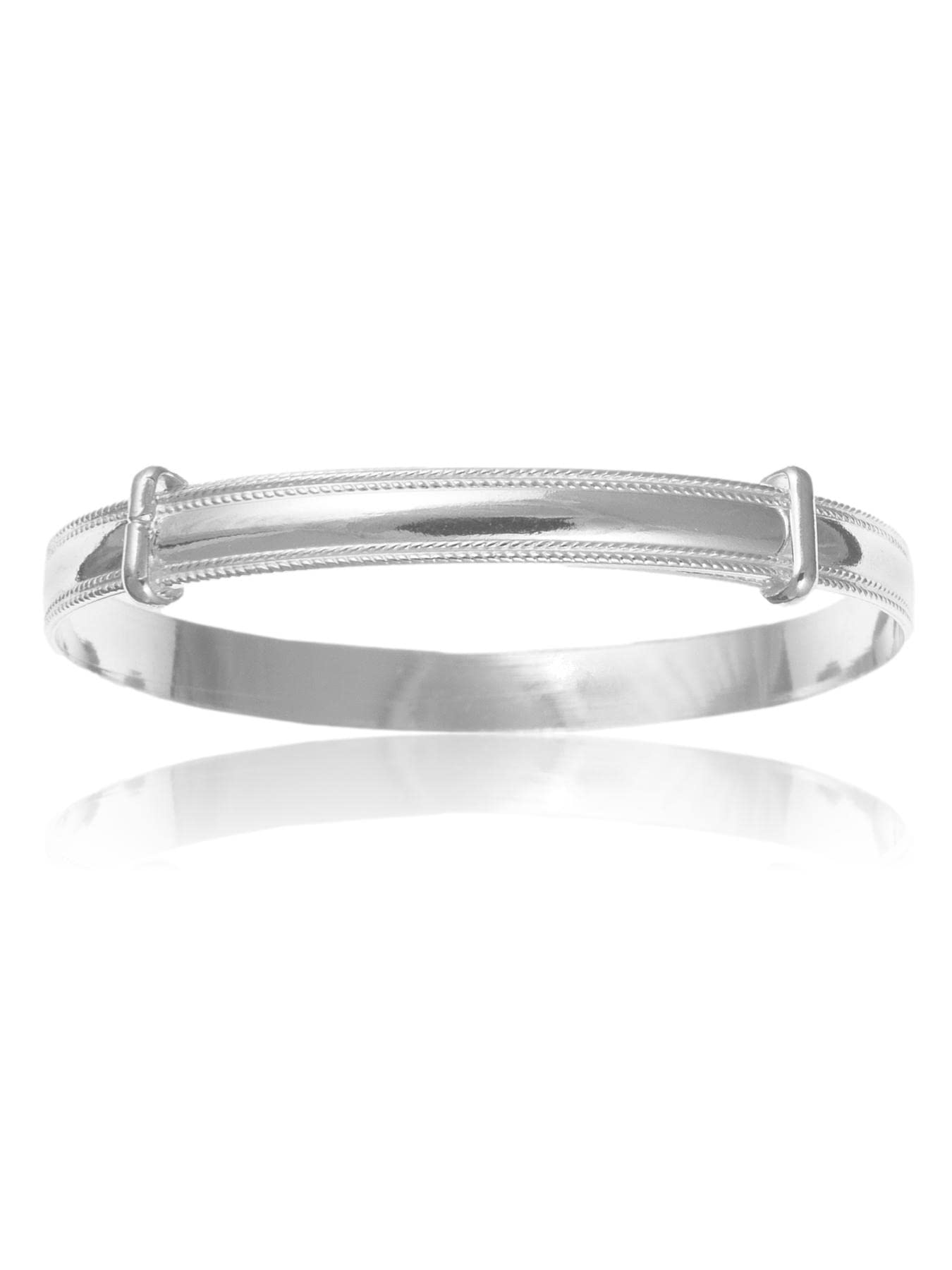 Designer Inspirations Boutique 6MM Wide Milgrain/Milled Edge Plain Polished Expanding/Expandable/Adjustable Bangle Bracelet for Baby/Child/Children/Women - 925 Sterling Silver - Size: WOMEN