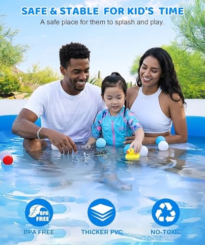 Large Inflatable Pool - 130"×72"×22" Blow Up Pool for Adults and Childrens with Electric Pump, Swimming Pool for Backyard, Summer Water Party, Outdoor, Garden