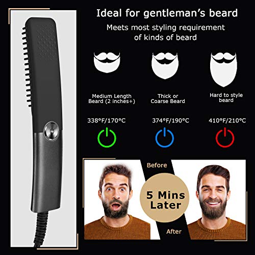 Peine alisador de barba rápido para hombres,plancha de pelo profesional,Profesional Peine de Peluquería Multifuncional Cepillo para Hombre Mujer (negro)