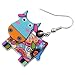 Acrylic Drop Dangle Cows Cattle Earrings Funny Farm Design Lovely Gift For Women (Multicolor)