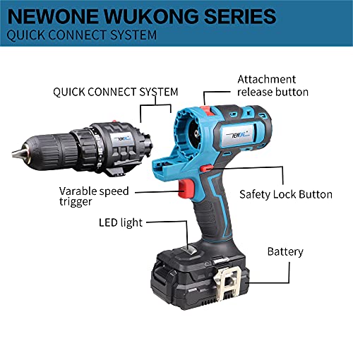 NEWONE 20V Cordless Drill Combo Kit,4Tool Max Power Tool Combo Kit