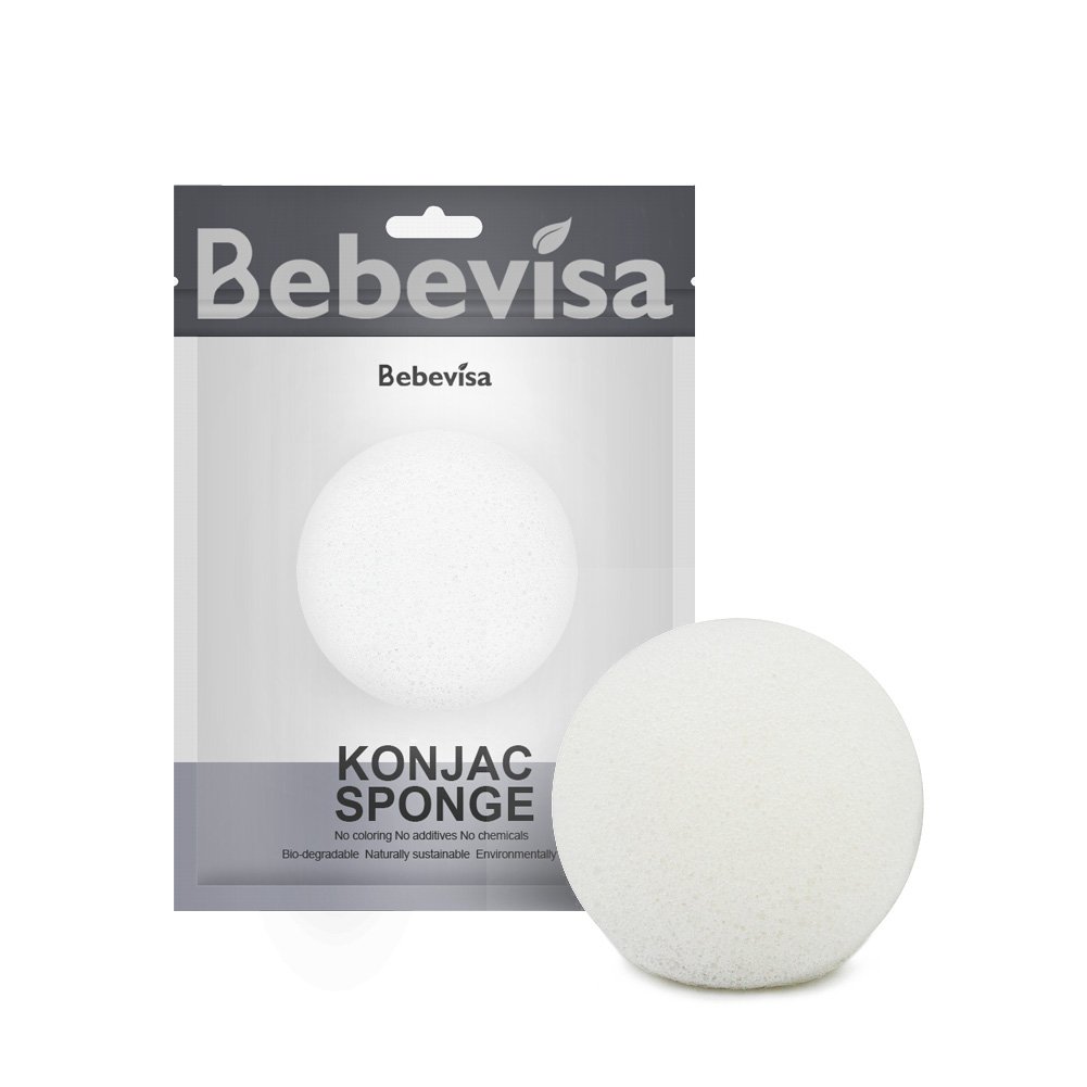 Pure Konjac Sponge All Natural Bebevisa Facial Sponge Deep Cleansing,Gently Exfoliating,Perfect to Combat Spot Prone Skin,Oily Skin Facial Sponge Puff, Face Scrub Face Washer