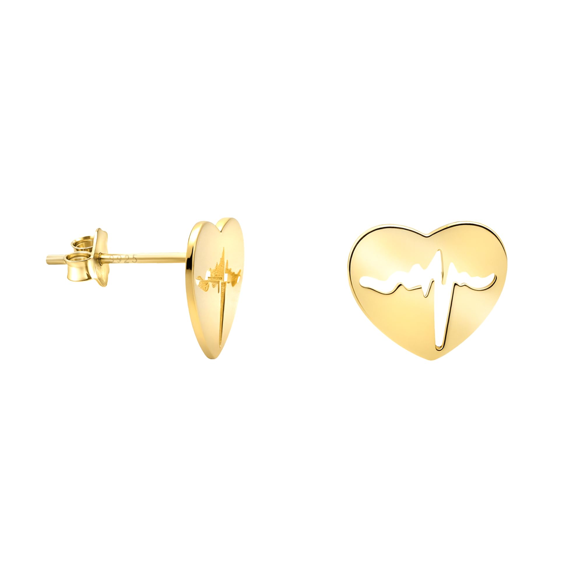 SOFIA MILANI - Women's Earrings 925 Silver - Gold Plated - Heartbeat Stud Earring - 20986