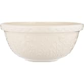 Mason Cash In the Meadow S12 Mixing Bowl, 4.25 Quart Mixing Bowl, Embossed Floral Rose Design, Durable Ceramic Bowl for Baking Bread Dough, Cake Batter, Cookies &amp; Kitchen Serving Bowl