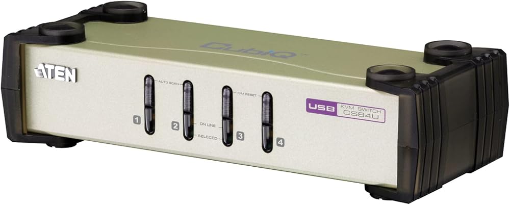 ATEN CS84U 4 Port PS2 USB KVM Switch with 4x Custom Cables Metal