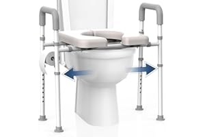 GAZOBA Raised Toilet Seat with Handles - FSA/HSA Eligible Adjustable Elevated Toilet Seat Riser, 400 lbs Toilet Seat Riser for Seniors, Handicap and Disabled, Fit Any Toilet