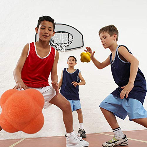 Springen Reaction Ball, Field Training Ball and Agility Trainer for Baseball Sports by Hexagonal Ball 2Pack (Orange + Yellow)