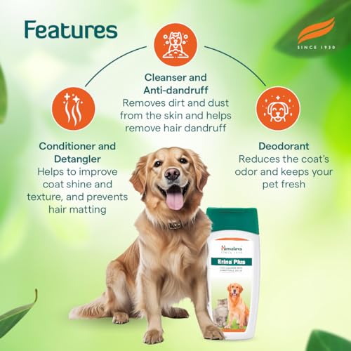 Himalaya Erina Plus | Coat Cleanser with Conditioner | 200 ml | For Shiny, Healthy & Smooth Coat | With Hibiscus & Neem 3