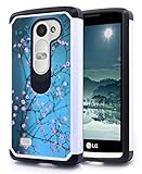 LG Leon Case, LG Sunset Case, LG Tribute 2 Case, LG Power Case, LG Destiny Case, NageBee - Heavy Duty Defender Dual Layer Protector Hybrid Case (Hybrid Plum Blossom)