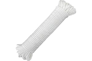 FANGYUAN 90 ft f 1/4 inch (7mm) Nylon Poly Rope Cord Flag Pole Polypropylene Clothes Line Camping Utility Good for Tie Pull Swing Climb Knot (White)
