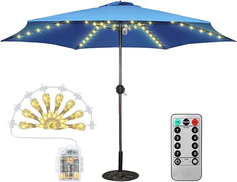 Patio Umbrella Lights Ledcare Led String Lights With Remote Control 8 Modes Battery Operated Waterproof Outdoor Lighting Decoration For Halloween Christmas Party Garden Backyard Tents Warm White Amazon Com
