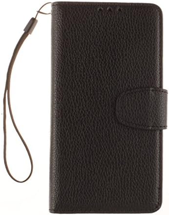 Lenovo S90 Case,Lenovo S90 Cases,Aipyy [Card Slot][Magnetic Closure] Pure Color Litchi Texture PU Leather Wallet Folio Flip Case with Wrist Starp kickstand Cover for Lenovo S90 [Black]