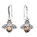 EleQueen 925 Sterling Silver Vintage Inspired Brown Crystals Queen Bee Earrings for Women Girls