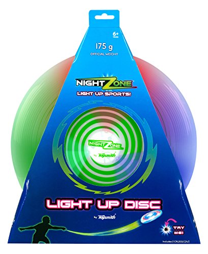 NightZone Horizon Light Up Disc by Toysmith – Flying Disk Toy with LED Lights for Outdoor Active Play Sport of Catch – A…