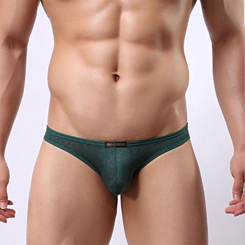XXYY 2 PCS Sexy Men Lace Underwear Transparent Breathable Low-Waist Briefs Bikini, Size: S-XL,Green,XL