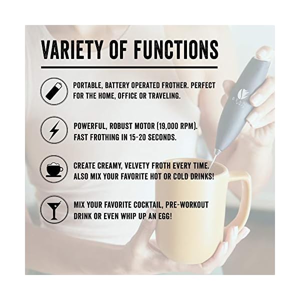 Bean Envy Handheld Milk Frother for Coffee Electric Hand Blender