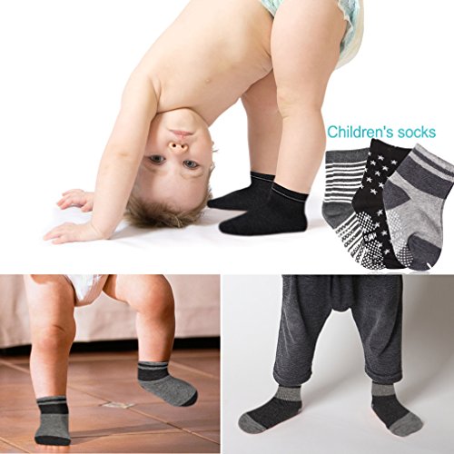 Cubaco Baby Socks, 12 Pairs Non Skid Anti Slip Cotton Grip Socks for Toddler Baby - Thumbnail 2