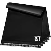 POLYSELLS 100 pcs 12x15.5 Inches Black Poly Mailers Shipping Envelopes, Strong Adhesive Sealing, Waterproof, and Tear-resistant Postal Mailing Bags for Clothing, Books, and Accessories