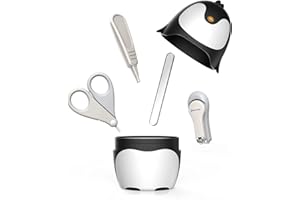 FACEWEGEN Baby Nail Clippers Set, Baby Nail Kit with Cute Case, Infant Manicure and Pedicure Health Grooming Care Can for Newborn, Kids and New Parents As Shower Gifts (Black Penguin)