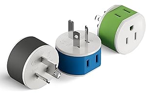 OREI Australia, New Zealand, China Power Plug Adapter with 2 USA Inputs - Travel 3 Pack - Type I (US-16) Safe Grounded Use with Cell Phones, Laptop, Camera Chargers, CPAP, and More