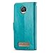 J&D Case Compatible for Moto Z2 Play Case, [Wallet Stand] [Slim Fit] Heavy Duty Shockproof Flip Cover Wallet Case for Motorola Moto Z2 Play Wallet Case - [Not for Moto Z Play/Moto Z3 Play] - Aqua