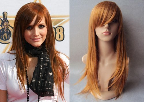 Deluxe Ashlee Simpson Style Long Strawberry Blonde Orange High