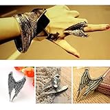ChineOn Stylish Fashion Vintage Alloy Rhinestone Angel Wings Adjustable Stretch Ring
