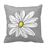 HLPPC Trendy Daisy With Gray and Yellow Polyester Pillow Case Cushion Cover Home Sofa Decorative 18 x 18 Inches