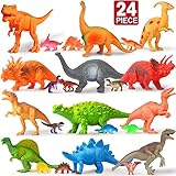 Feroxo Dinosaur Toys for Kids Party Supplies - 12 Large 12 Mini Toy Dinosaurs Set Figure Realistic Plastic Figurines Playset for Birthday School Playtime Dinosaur for Kids Boys Girls Age 3+ Year