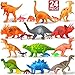 Feroxo Dinosaur Toys Dinosaur Party Supplies - 12 Large & 12 Small Realistic Plastic Toy Dinosaurs Figures with Book Kids Dinosaur Toys Birthday Favors for Boys Girls Figurines Cake Pinata Filler