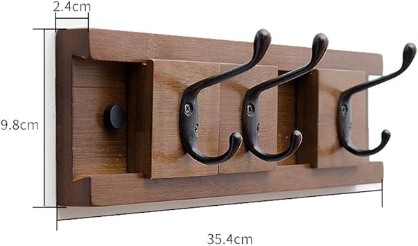 Kyeey Wall Hook Movable Wall Mounted Coat Hook Bamboo Entryway