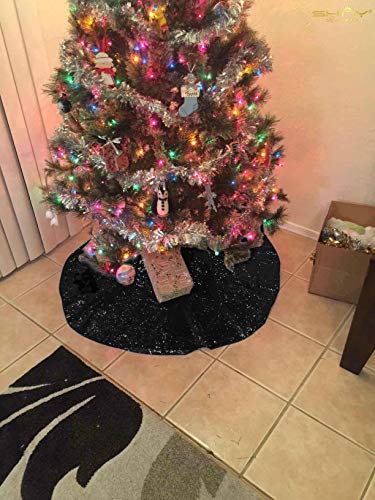 3 Sequin+Tree+Skirt+Embroidered+Black