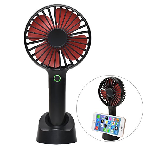 YIHUNION Mini Handheld Fan Portable, Hand Held Personal Fan Rechargeable Battery Operated Powered Cooling Desktop Electric Fan with Base, 2500mAh Battery 4 Modes for Home Office Travel Outdoor (Black) - Thumbnail 7